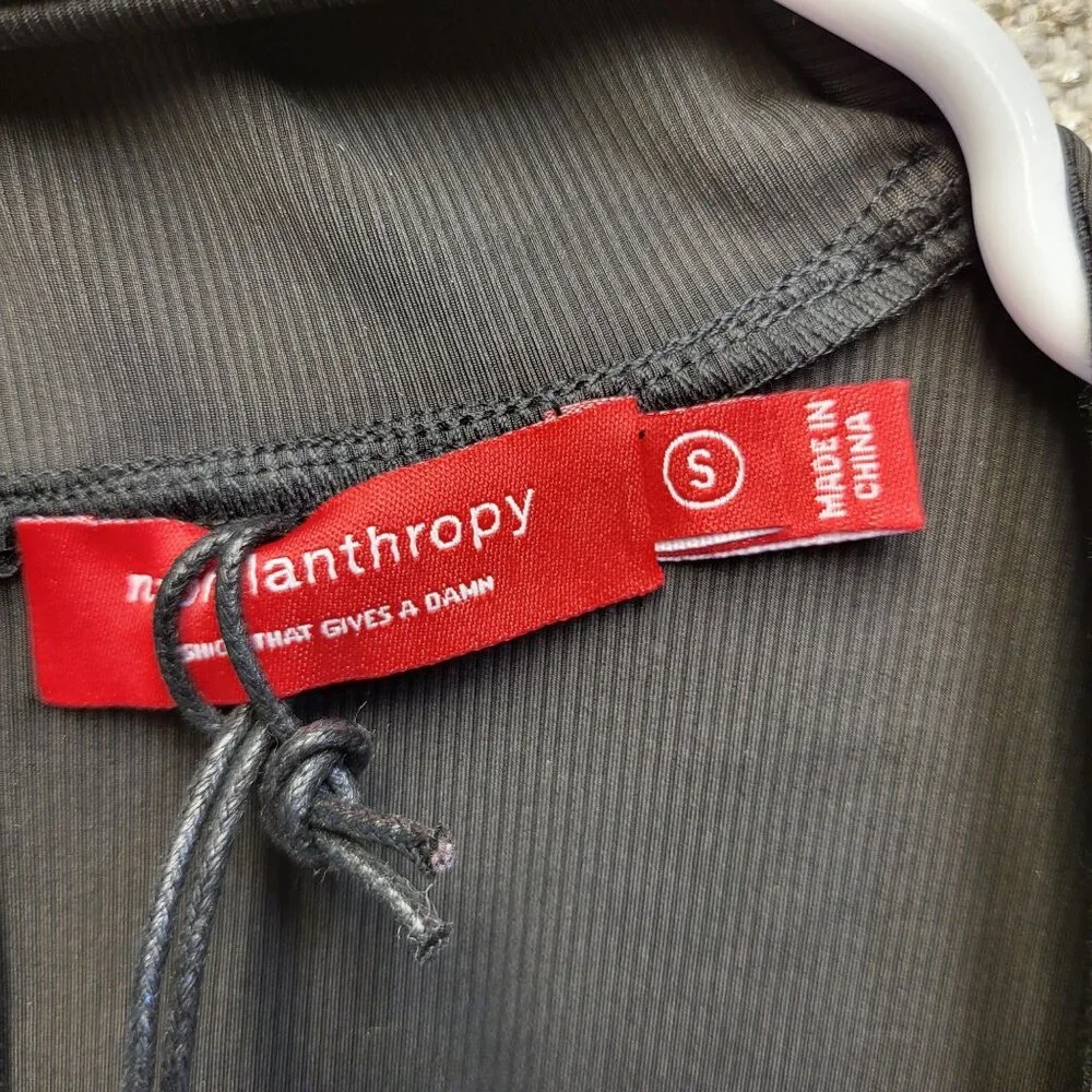 N:Philanthropy Women Casual Top Black Long Sleeve Mock Neck Cutout Ribbed S NWT! - Picture 4 of 15